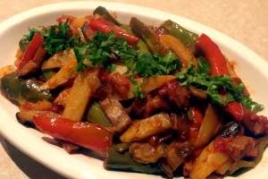 Fried Peppers, Eggplant and Potatoes with Vino Cotto