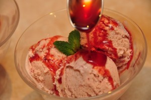 Strawberry & VinCotto Ice-cream with VinCotto Syrup