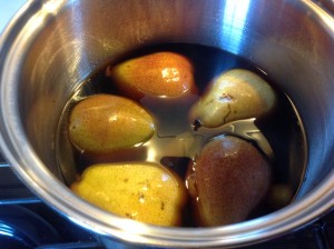 VinoCotto poached pears in pot